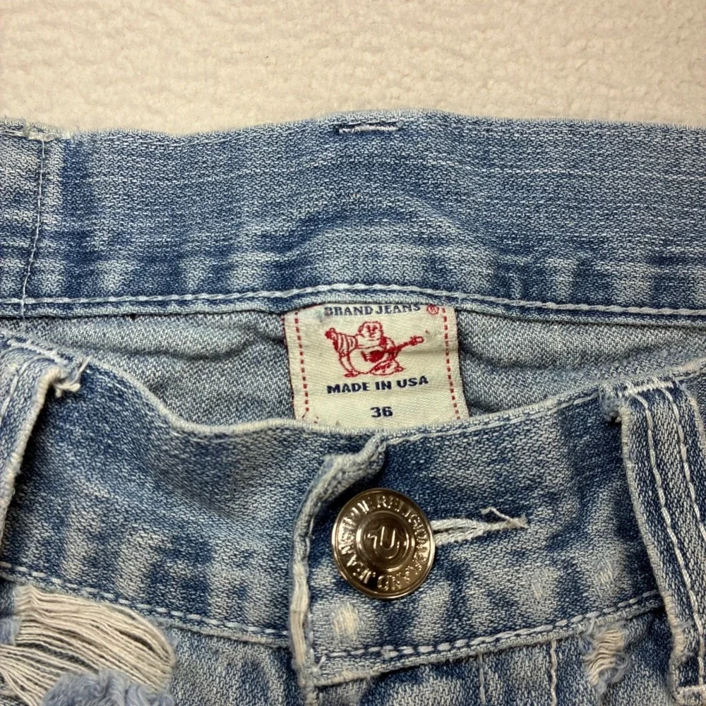 Vintage True Religion Billy Big T Jeans Men 36x33 Blue Faded Baggy Stitching Y2K